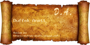 Duffek Anett névjegykártya