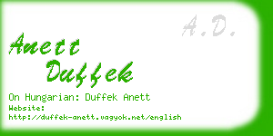 anett duffek business card